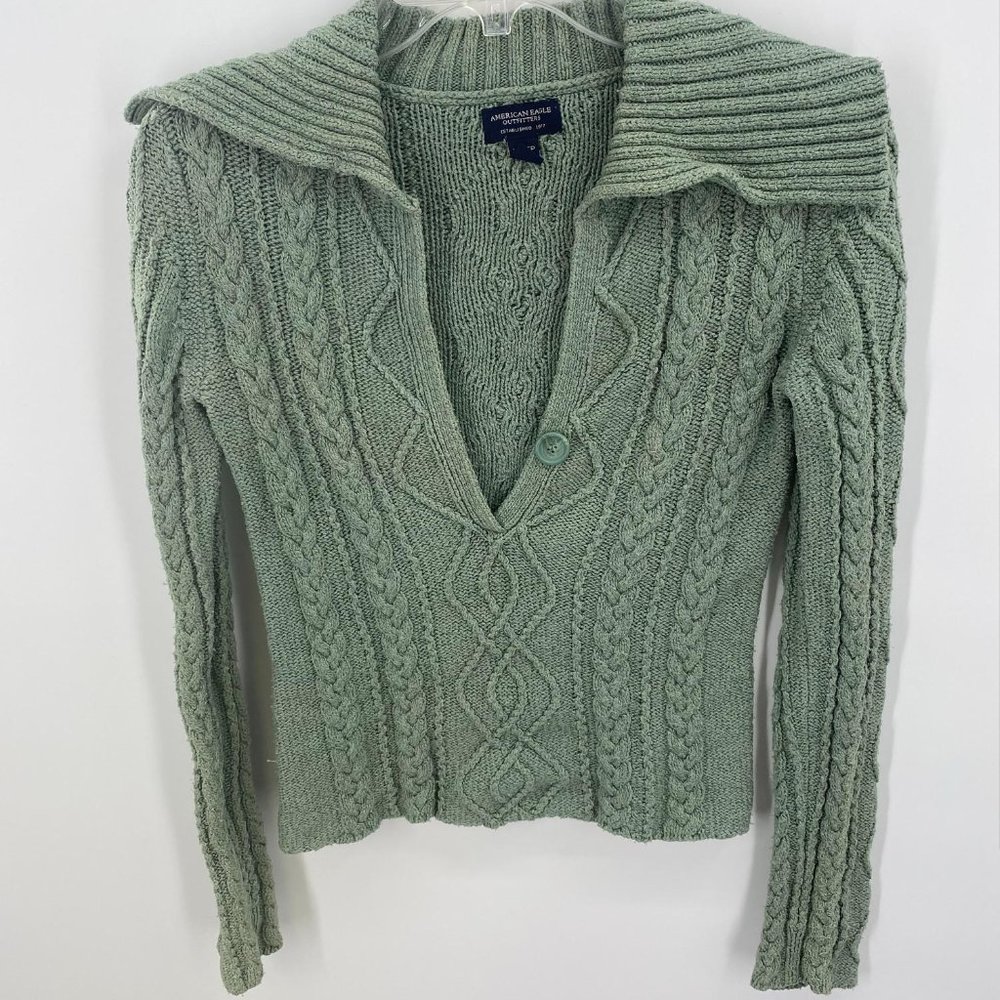 AMERICAN EAGLE GREEN LONG SLEEVE SWEATER